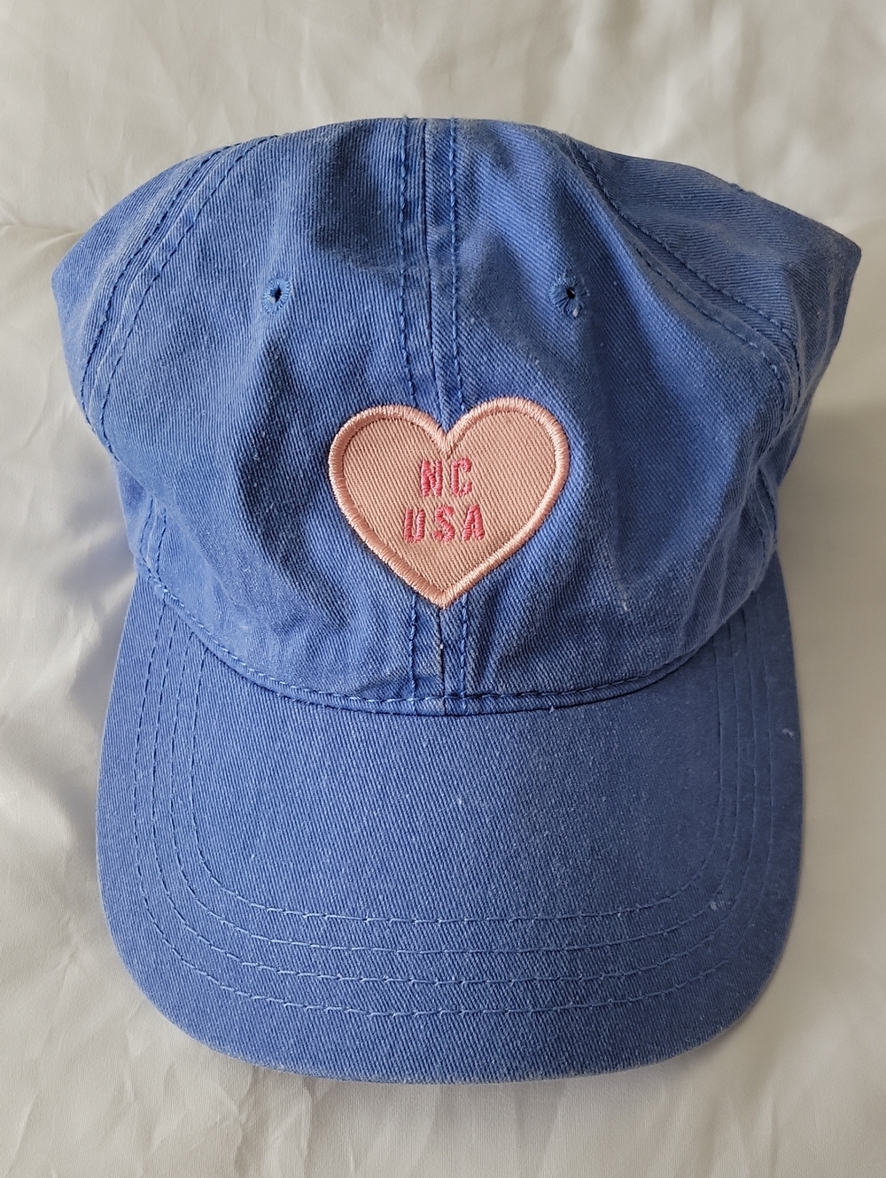 NC USA Heart Distressed Baseball Hat OS EUC Adjustable